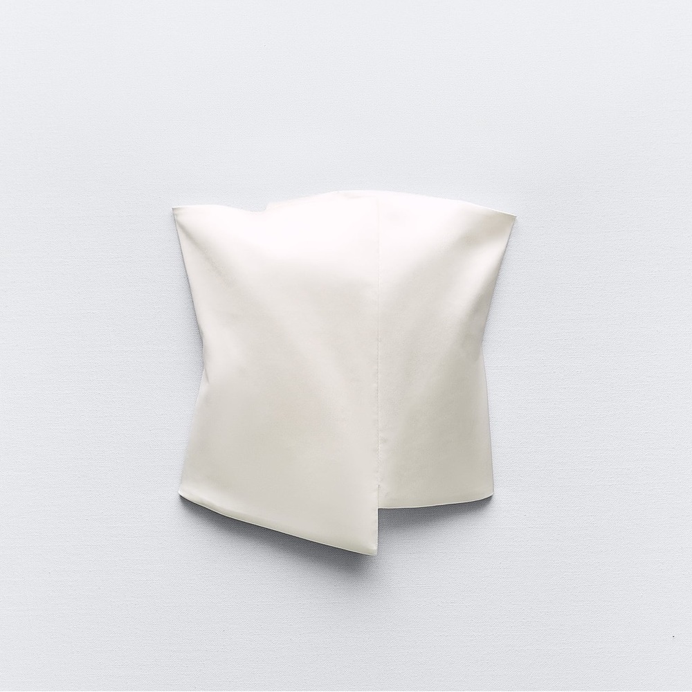 ZARA Strapless Satin Effect Asymmetric Top